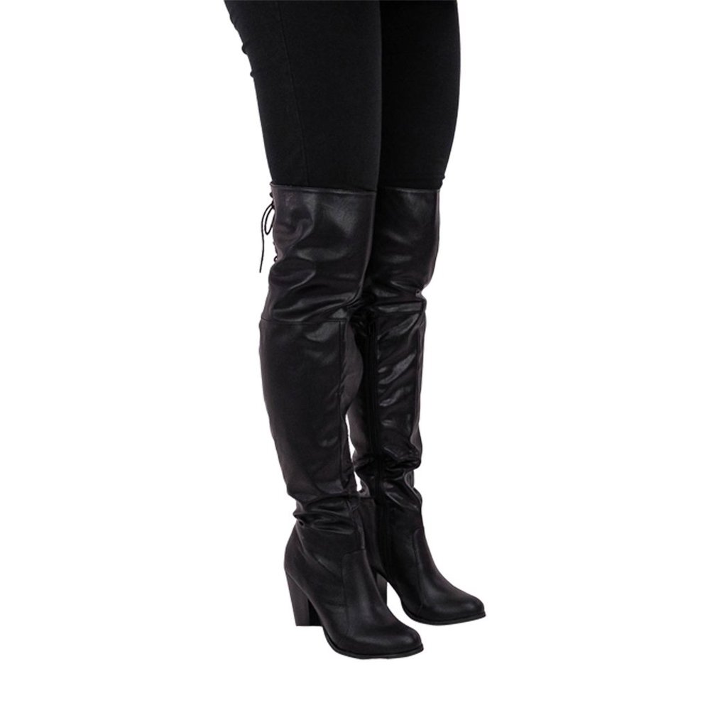 Chase & Chloe Max-2 Women's Over The Knee Thigh High Suede Chunky Heel B… - Picture 3 of 9
